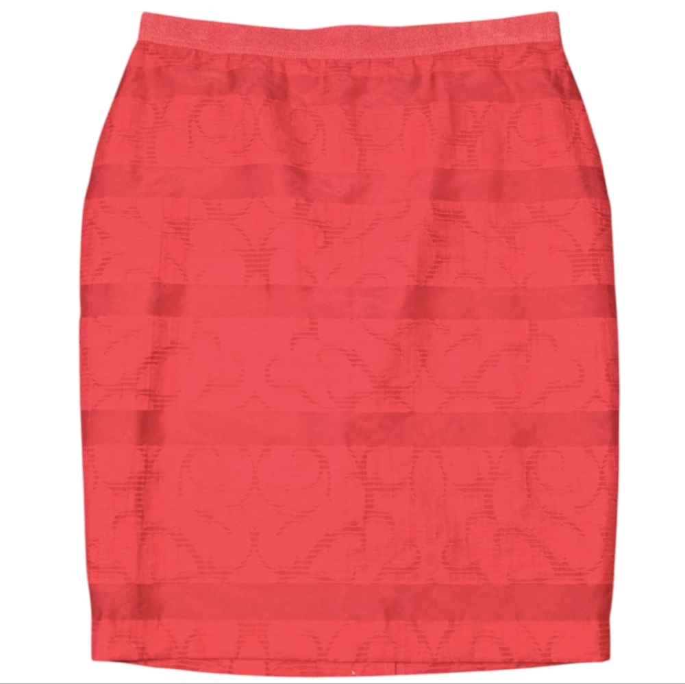 Ann Taylor Pink Scroll Print Pencil Skirt